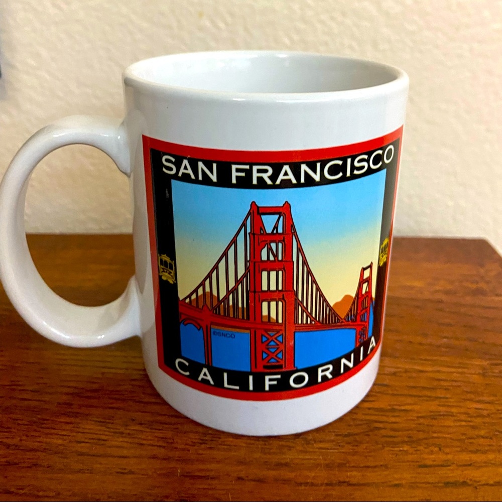 5/$10❤️❤️❤️Vintage 90s San Francisco Skyline Golden Gate Bridge Souvenir Mug